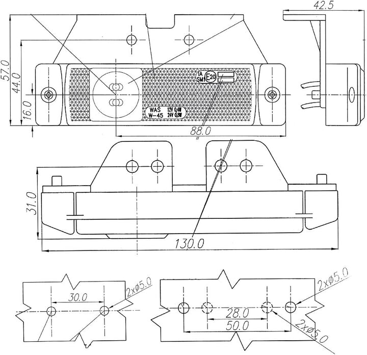 LED-MARTIN® 6er Sparset SU5 Umrissleuchte - inkl. Halter - gelb/orange - zugelassen für den Strassen