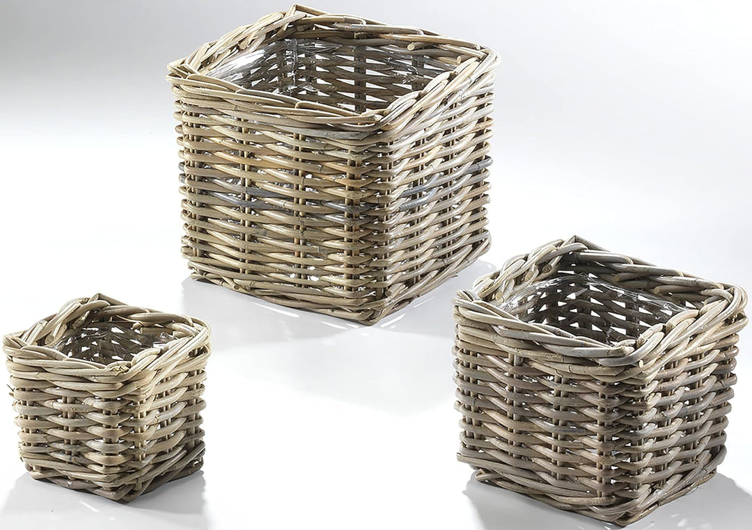 Kobolo Übertopf Rattankorb Rattanübertopf Pflanzkorb bepflanzbarer Korb Korbset Übertopfset Rattan 3