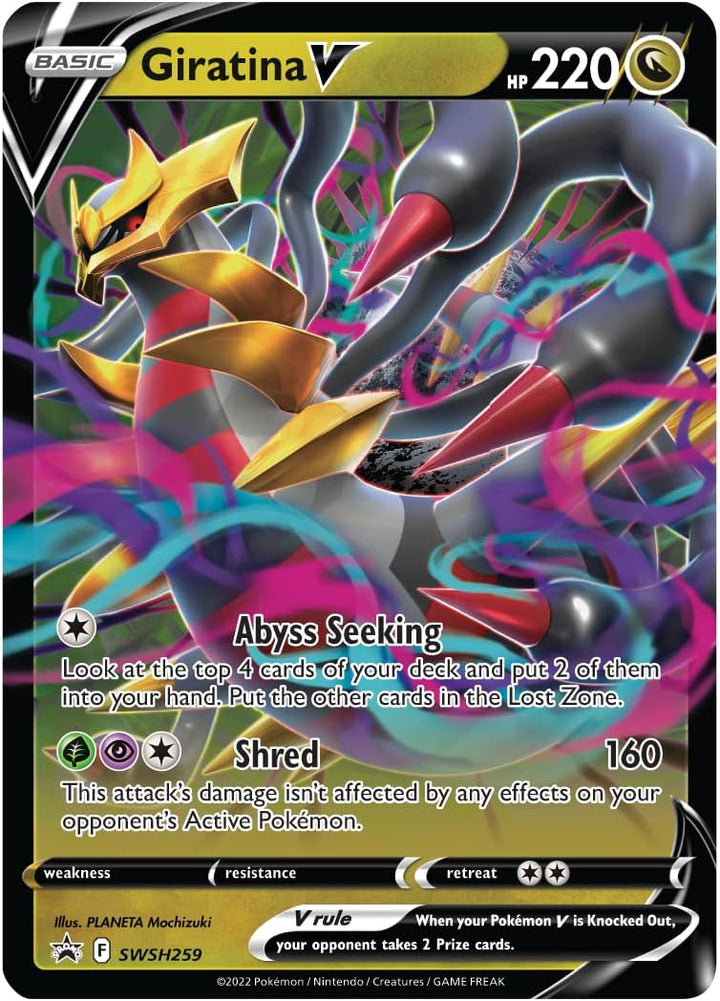 Pokémon Hidden Potential Tin Giratina V-Dose (1 Folienkarte und 4 Booster-Packs) Einzelbett, Einzelb