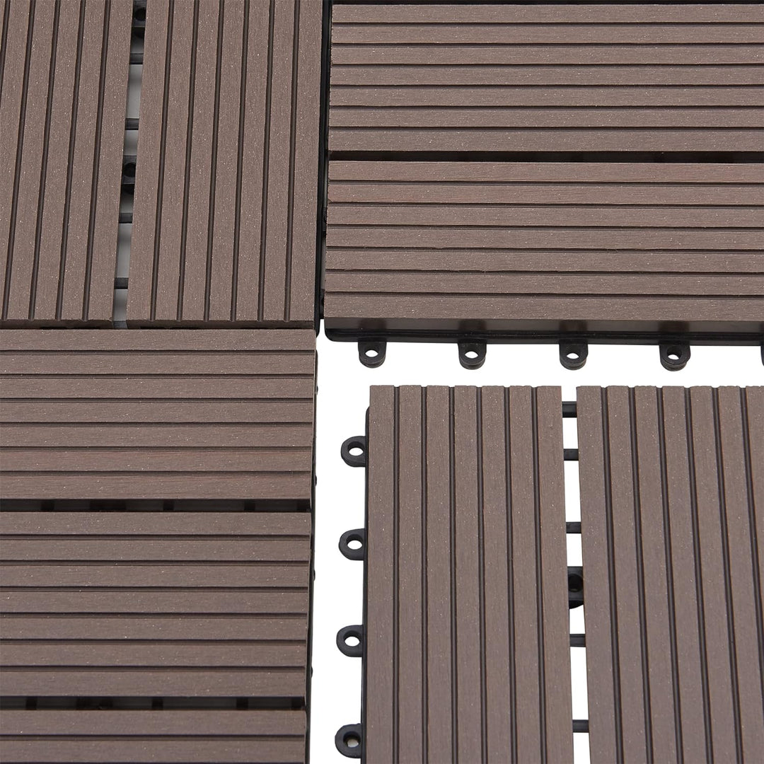 [en.casa] WPC Fliesen Schramberg 11er Set 1m² Terrassenfliesen witterungsbeständig Balkonfliesen rut
