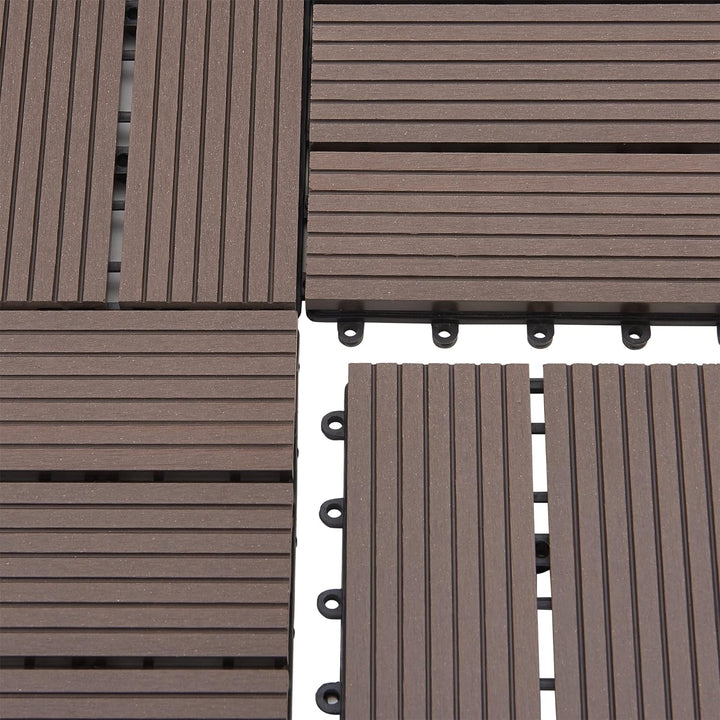 [en.casa] WPC Fliesen Schramberg 11er Set 1m² Terrassenfliesen witterungsbeständig Balkonfliesen rut