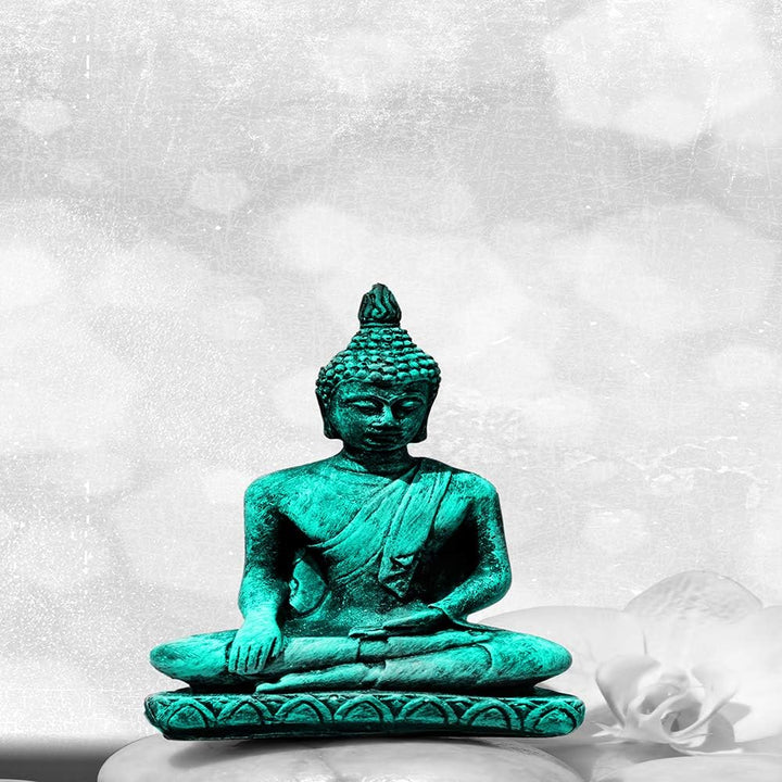 Feeby Deco Bild 5 Teilig Buddha Wanddekoration Steine Zen Religion Spa türkis 150x100 cm Deco panel