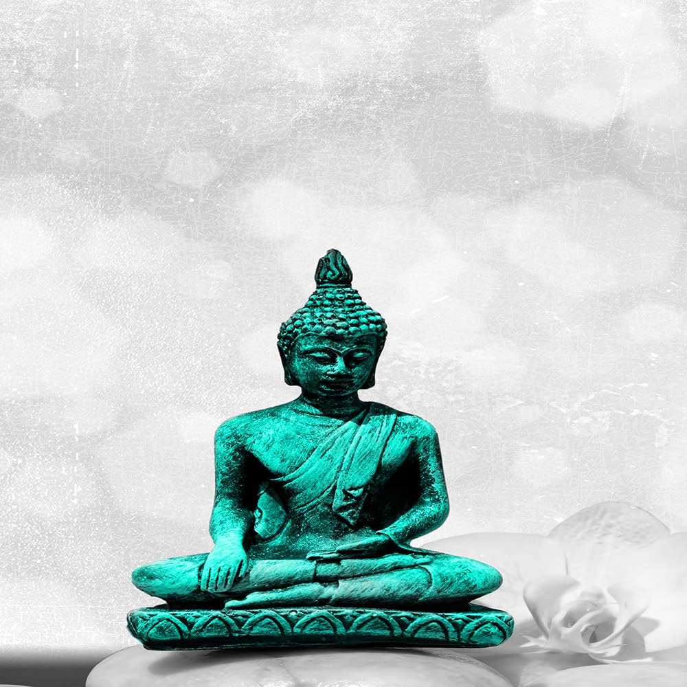 Feeby Bild auf Leinwand Buddha 5 Teilig Modern Steine Zen Religion Spa türkis 200x100 cm Leinwandbil