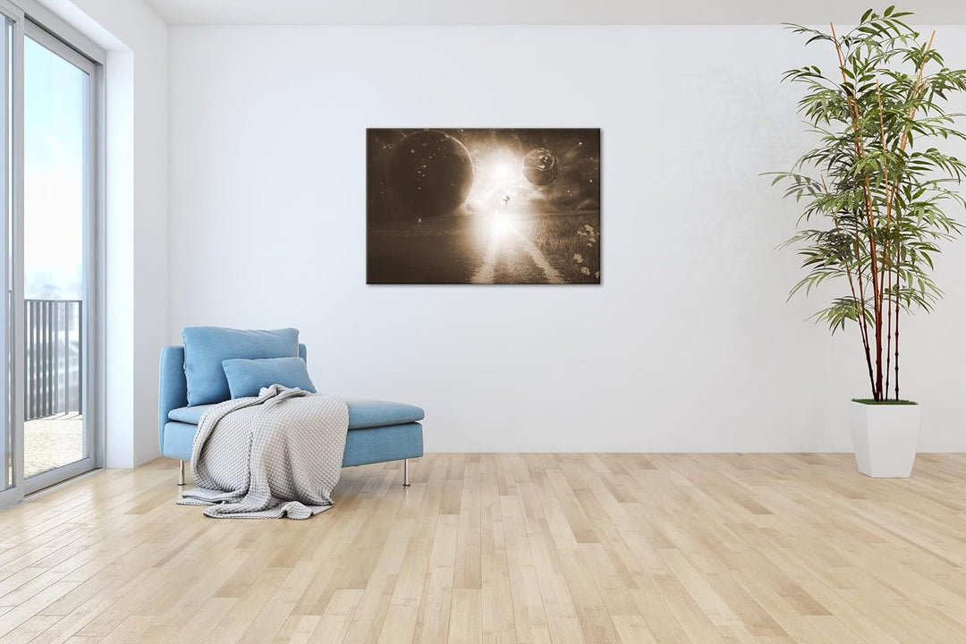deyoli Fantasie Landschaft feuriger Drache Format: 80x60 Effekt: Sepia als Leinwandbild, Motiv ferti