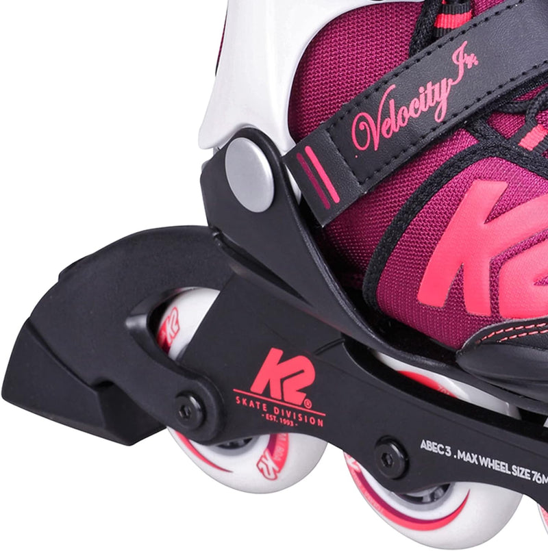 K2 Skates Mädchen Inline Skates Velocity JR G, Black - Purple - White, 30G0827 L (EU: 35-40 / UK: 3-