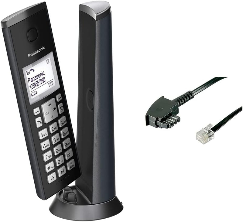 Panasonic KX-TGK210 DECT, Anruferkennung, Schwarz & goobay TAE Anschluss-Kabel (TAE-F Stecker auf We