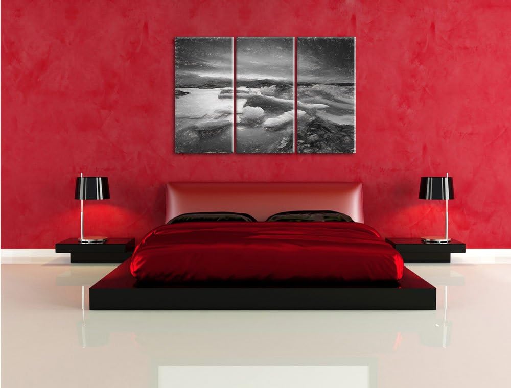 Pixxprint Extreme Eislandschaft als Leinwandbild/Grösse: 3 Teilig (120x80) cm/Wandbild/Kunstdruck/fe