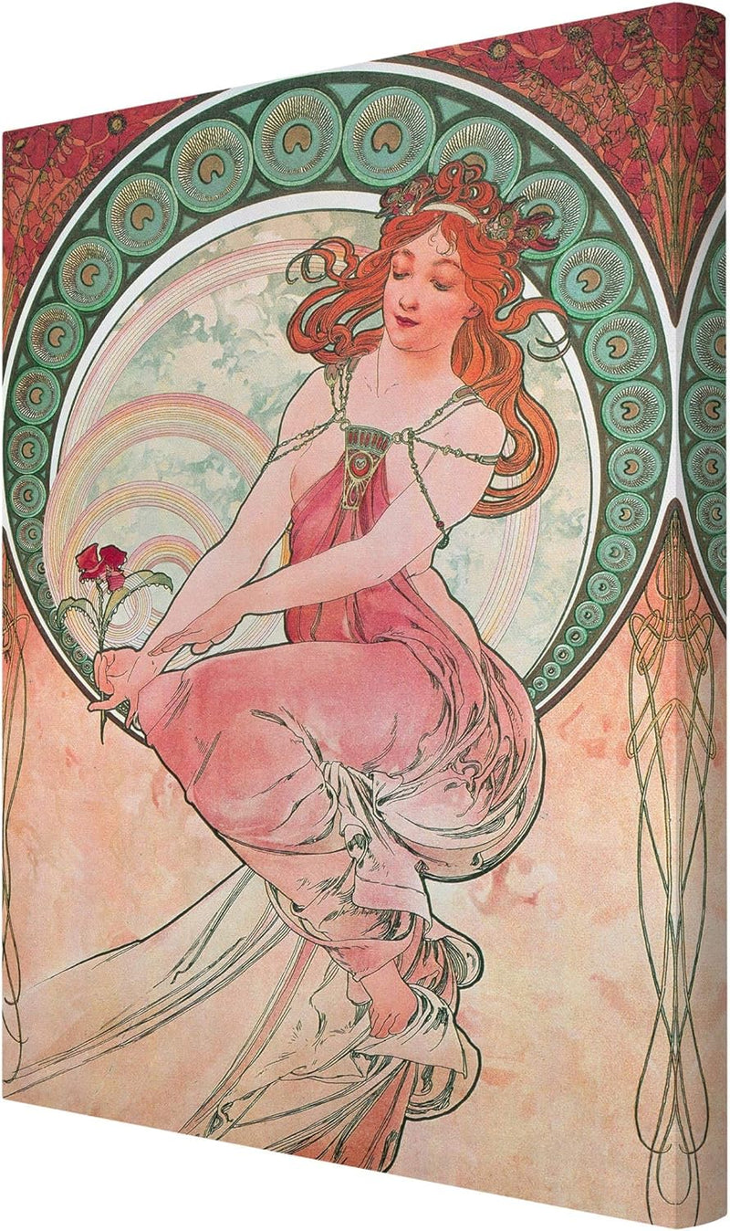 Bilderwelten Leinwandbild - Alfons Mucha - Vier Künste - Die Malerei - Hochformat, 90 x 60 cm 90cm x