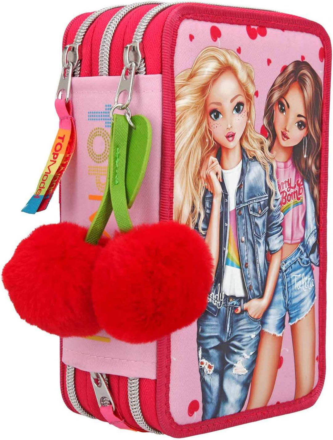 Depesche 10991 Federtasche mit 3 Reissverschlüssen und Stiften von Lyra, TOPModel Cherry Bomb, pink,