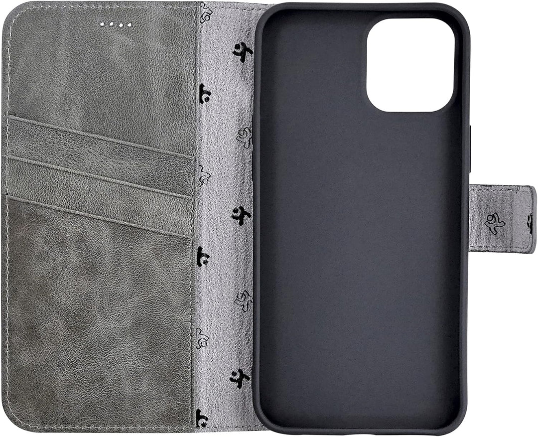 Suncase Book-Style Hülle kompatibel mit iPhone 12 Mini (5.4") Leder Tasche (Slim-Fit) Lederhülle Han
