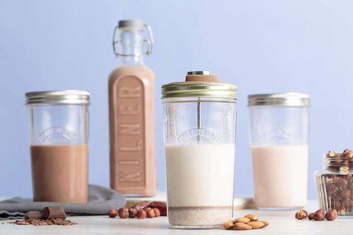 Kilner Nussmilch/Mandelmilch-Herstellungset-Set, 2 Gläser mit Zubehör und Deckel, 0,5 l