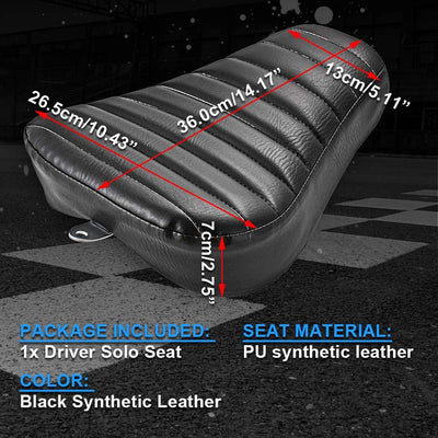 KATUR Motorrad Solo Sitzkissen Schwarz Frontfahrer Fahrersitz Nähte Kunstleder Sitzbezug Pad Kompati