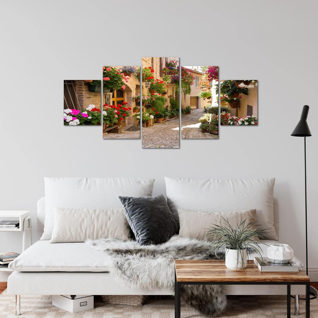 Runa Art Wandbilder Mediterran Italien 5 Teilig Bild auf Vlies Leinwand Deko Wohnzimmer Schlafzimmer