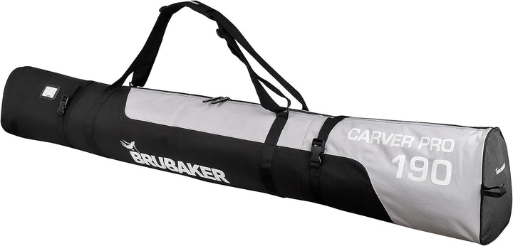 BRUBAKER Skitasche CarverPro XP Schwarz Silber - Skisack für 1 Paar Ski und Stöcke mit gepolsterten