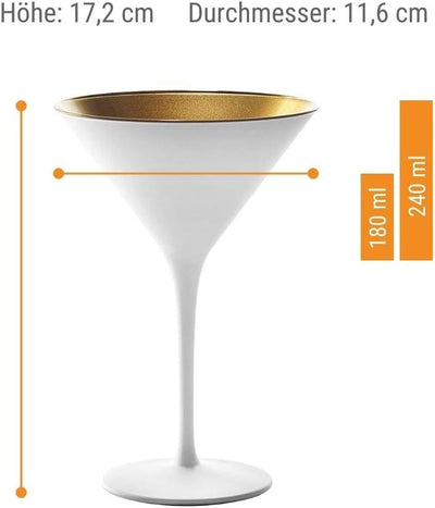 Stölzle Lausitz Cocktailschale Elements 240ml I Martini Gläser 6er Set I weiss-Gold I Cocktailgläser