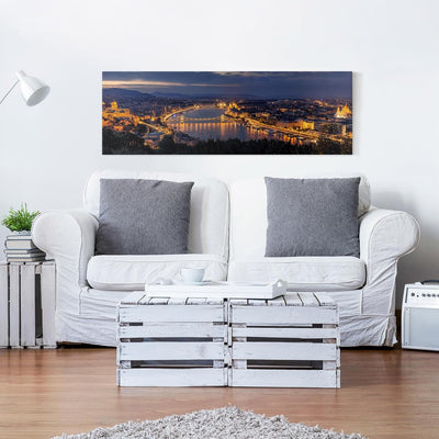 Bilderwelten Leinwandbild - Blick über Budapest - Panorama Quer, 40cm x 120cm, 40cm x 120cm