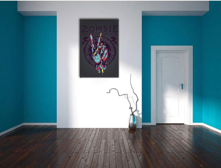 Pixxprint Victory Black Bild auf Leinwand, XXL riesige Bilder fertig gerahmt mit Keilrahmen, Kunstdr