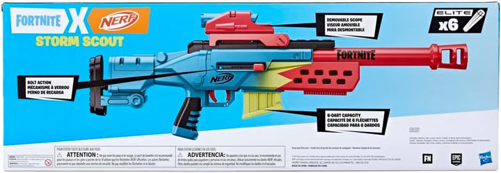 Nerf Fortnite Storm Scout Blaster, Nerf Fernrohr, 6-Dart Clip-Magazin, 6 Nerf Elite Darts, Bolzen-Ac