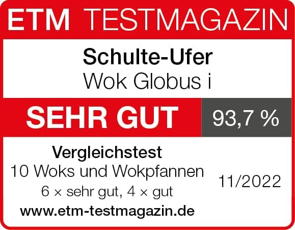 Schulte-Ufer Globus i Wok inkl. Ablagegitter, Aluminiumguss, Schwarz, 36cm