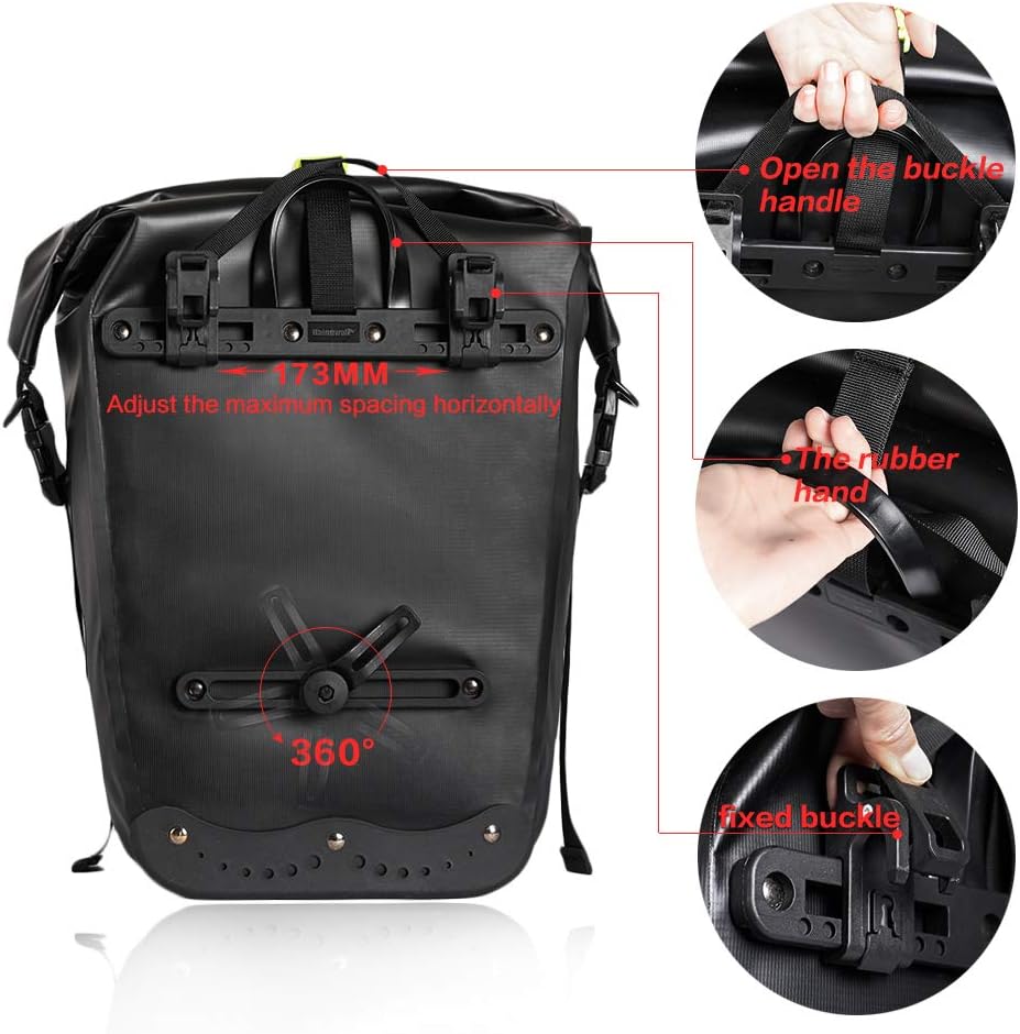 Rhinowalk Fahrradtasche, wasserdicht, für Fahrradgepäckträger, Satteltasche, Umhängetasche, Laptopge