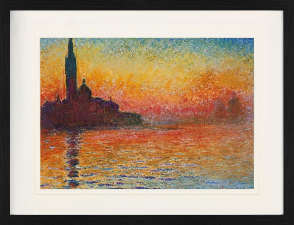1art1 Claude Monet Poster Abendstimmung In Venedig, 1908 Gerahmtes Bild Mit Edlem Passepartout | Wan