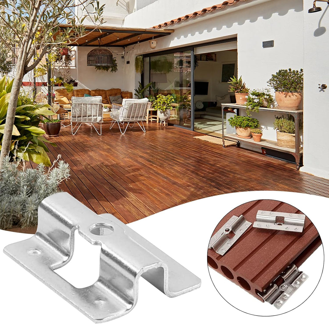 100 Stück Terrassenclips Edelstahl mit Schrauben,WPC Clips Edelstahl Terrassenclips Clips 6-9 mm WPC