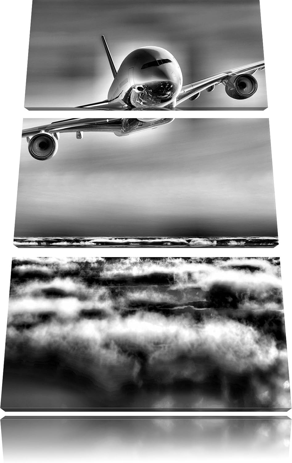Pixxprint Flugzeug über den Wolken 3Teiler 120x80 cm Leinwandbild Wandbild Kunstdruck