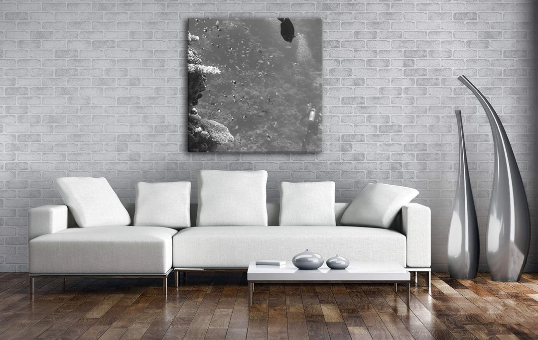 deyoli Fische an einem atemberaubenden Korallenriff Format: 60x60 Effekt: Schwarz&Weiss als Leinwand