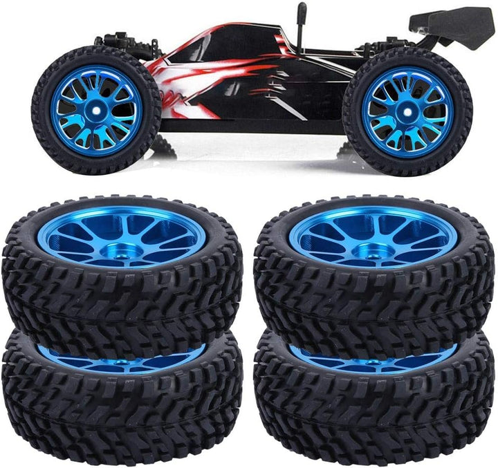 Drfeify RC-Autoreifen, 75-mm-Rallye-Reifen-Ersatzteil aus blauem Aluminium, kompatibel mit WL 1/18 A