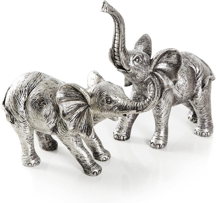 Logbuch-Verlag 2 Elefanten Figuren zum Hinstellen Silber Deko silberfarben Dekofiguren Elefantenfigu