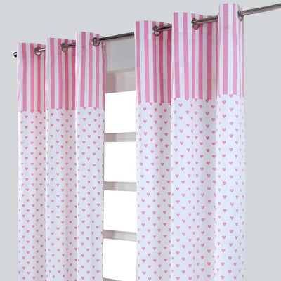 Homescapes Kindervorhang Mädchen Kinderzimmer Ösenvorhang Dekoschal Hearts 2er Set pink weiss 137 x