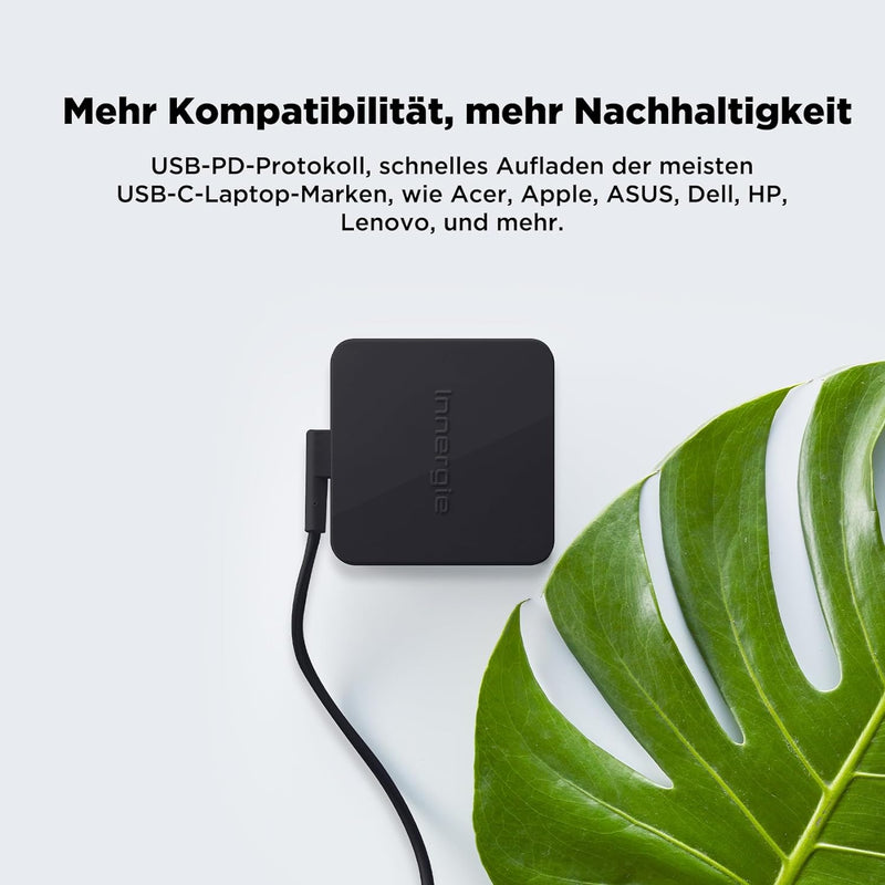 Innergie C10 Lite 100W USB-C PD3.0 Universal Netzteil Ladegerät mit Typ C Kabel, 100W Fast Charge Ko