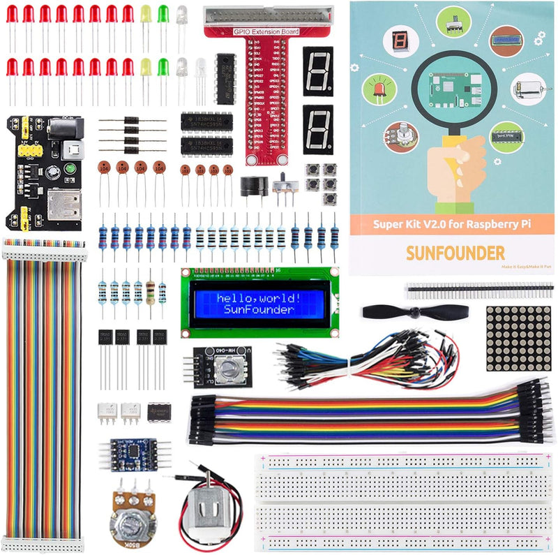 SUNFOUNDER Ultimate Starter Kit für Raspberry Pi 4 B 3 B+ 400, Deutscher Tutorial, Python C Code, 21