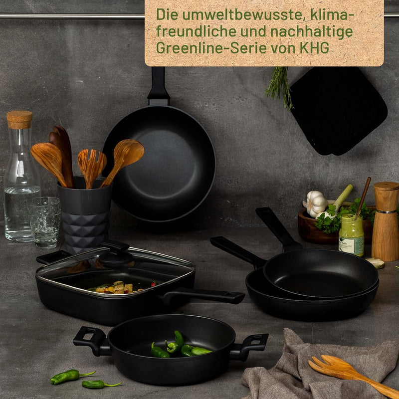 KHG Greenline Grillpfanne 29 x 29 cm, Induktion, 4 Liter Volumen | Nachhaltig aus 100% recycelten Al