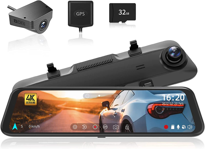 WOLFBOX G850 4K dashcam spiegel12 Rückspiegelkamera für Auto, Dual Das –