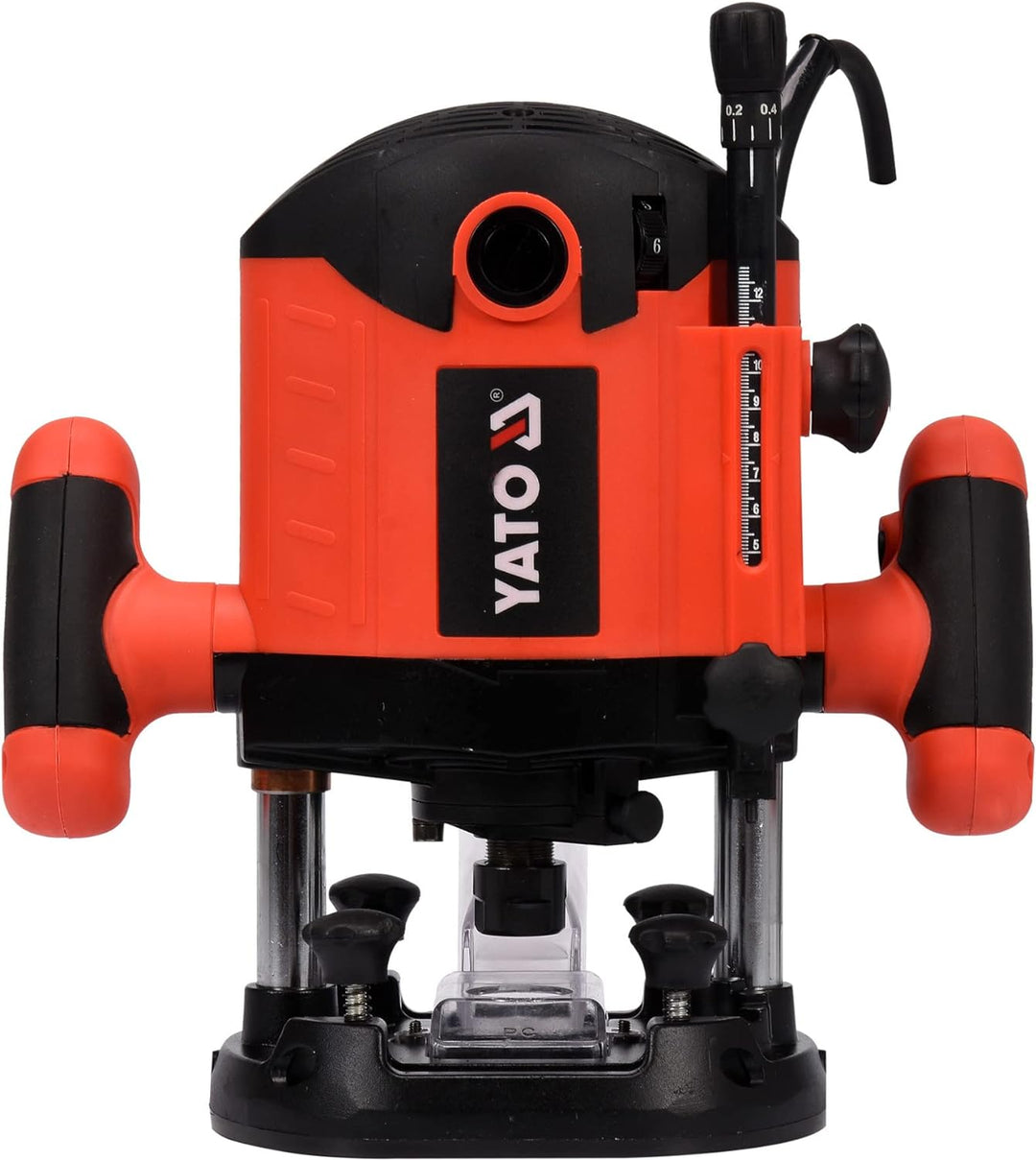 YATO Profi Oberfräse mit 2100 Watt, Ø 8 und 12 mm, Drehzahlregelung, Parallelanschlag, Tiefeneinstel