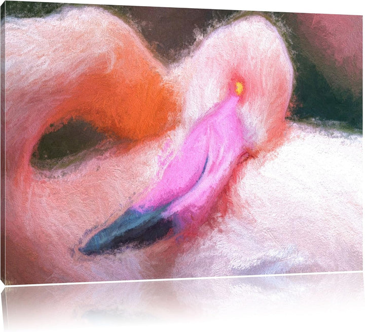 schöner Flamingo Deluxe Format: 100x70 cm auf Leinwand, XXL riesige Bilder fertig gerahmt mit Keilra