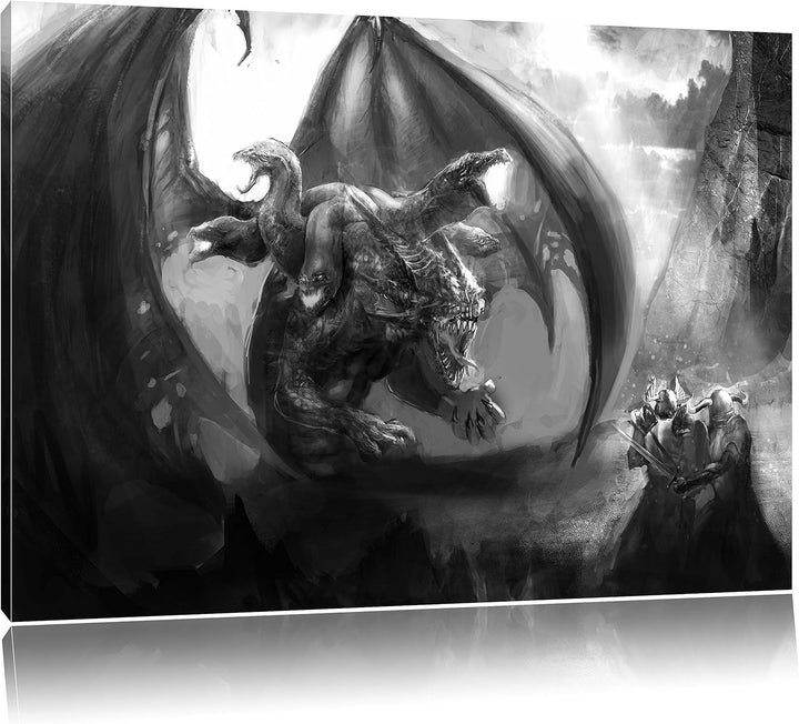 Pixxprint Drachen Schlangen / 100x70cm Leinwandbild bespannt auf Holzrahmen/Wandbild Kunstdruck Deko