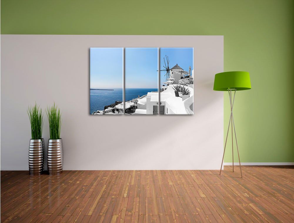 Pixxprint Club Kalimera Kriti in Kreta / 3-Teilig/Gesamtmass 120cm Leinwandbild bespannt auf Holzrah