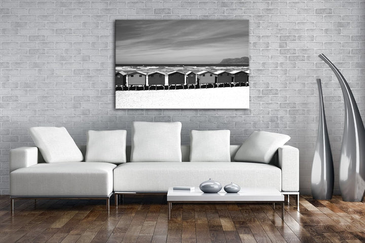 deyoli schöne Ferienhäuser am Strand Effekt: Schwarz/Weiss im Format: 60x40 als Leinwandbild, Motiv