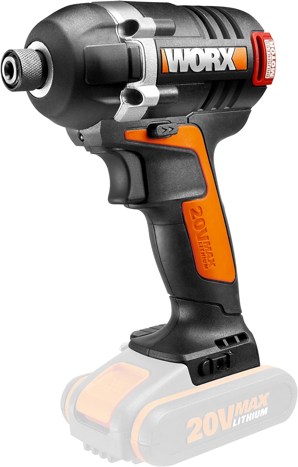 WORX WX292.9 Akku Schlagbohrschrauber 20V - mit bürstenlosen Motor - mit Gürtelclip, Bithalter & int