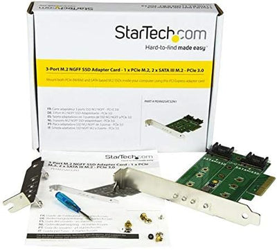 StarTech.com 3 Port M.2 SSD (NGFF) Adapterkarte - 1x PCIe (NVMe) M.2, 2x SATA III M.2 - PCIe 3.0 - P