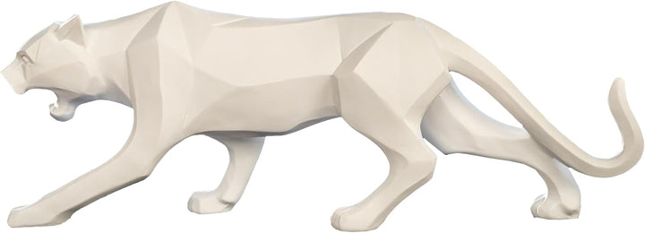 IDYL Moderne Skulptur Figur Resin Jaguar | Weiss | Masse: 48x10,5x15 cm | Material: Polyresin (Kunst