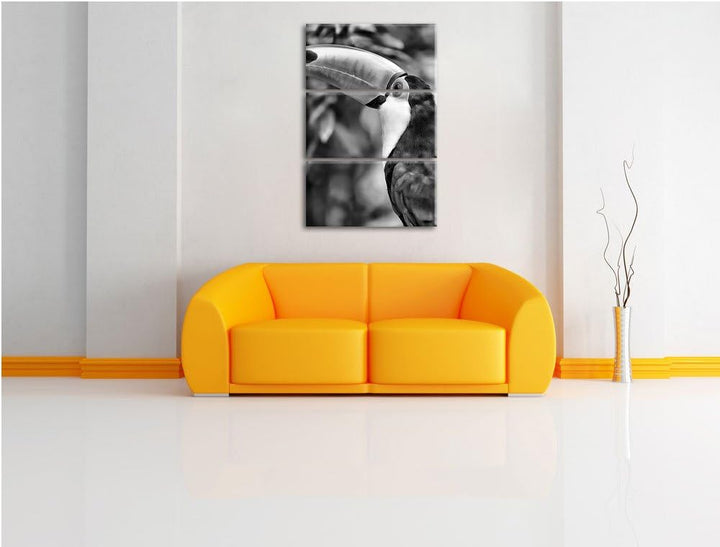 Pixxprint Bunter Tukan als Leinwandbild/Grösse: 3 Teilig (120x80) cm/Wandbild/Kunstdruck/fertig besp