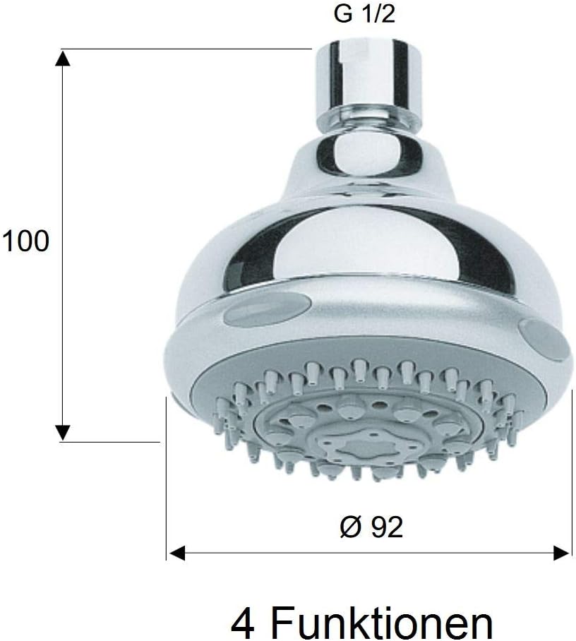 Duschkopf Set Wandarm mit Brausekopf mit Antikalkdüsen/Kopfbrause Wandbrause