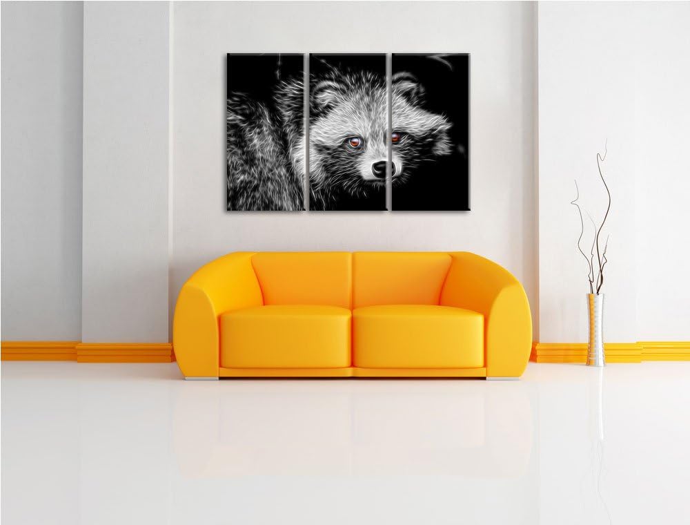 Dark scheuer Waschbär schwarz/weiss Deluxe 3-Teiler Leinwandbild 120x80 Bild auf Leinwand, XXL riesi