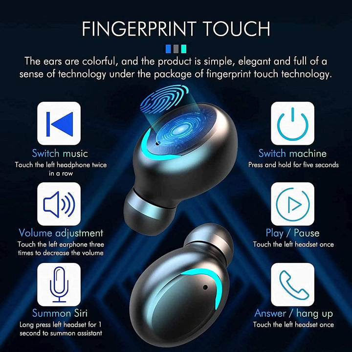 ASDRTB Wireless Earbuds,Bluetooth Earbuds with Mic,Button Control Wireless Headphones,Mini True Wire