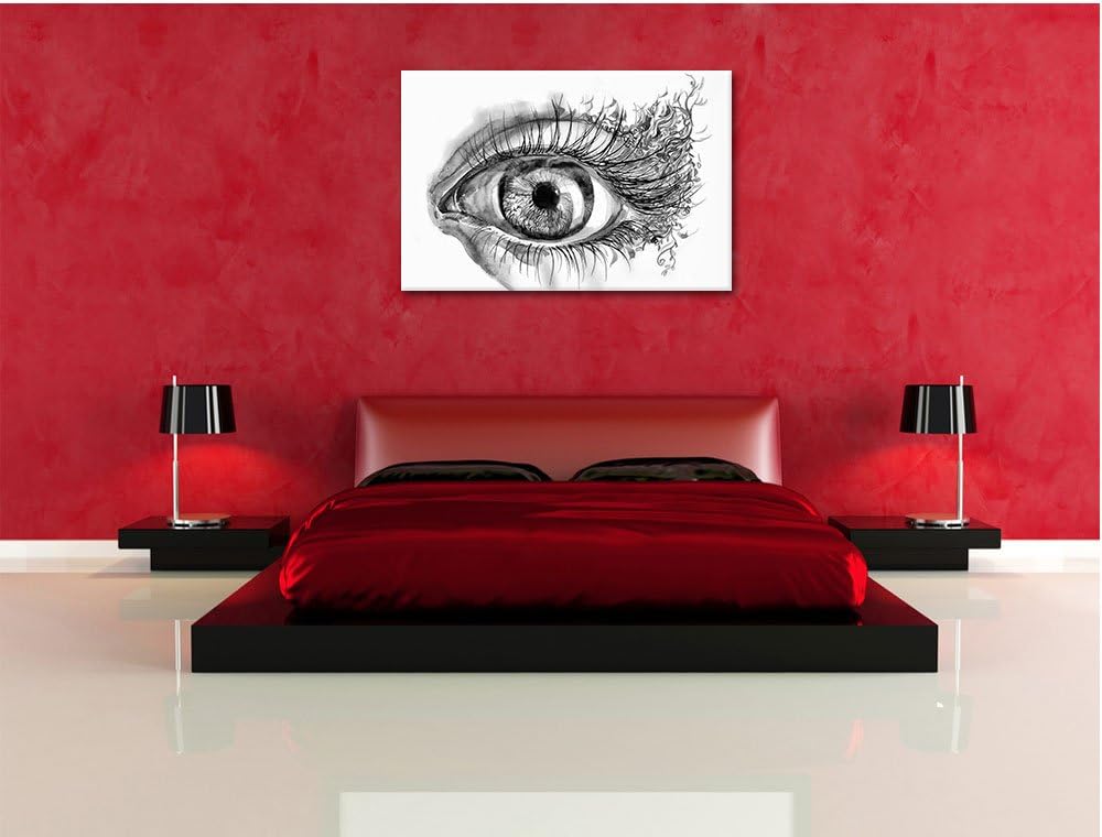 Monocrome, Grünes Auge, Format: 100x70 auf Leinwand, XXL riesige Bilder fertig gerahmt mit Keilrahme