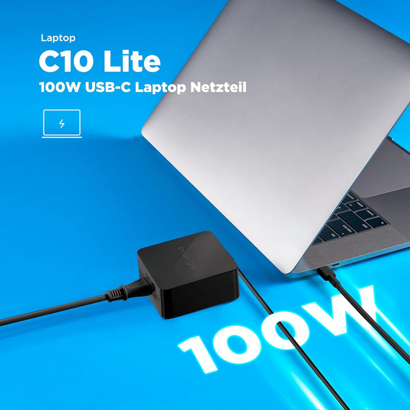 Innergie C10 Lite 100W USB-C PD3.0 Universal Netzteil Ladegerät mit Typ C Kabel, 100W Fast Charge Ko