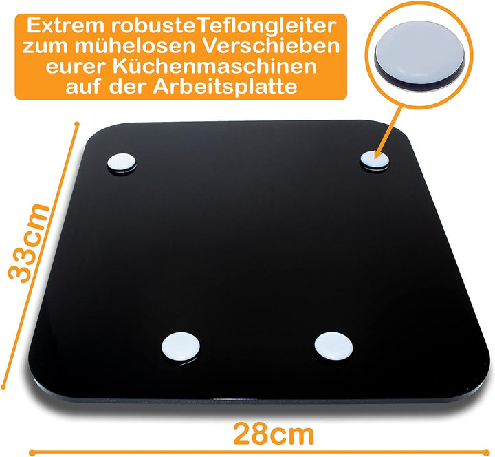 Gleitbrett aus Acryl | schwarz glänzend | 33x28cm für Thermomix TM5 TM6 TM31 und vielen weiteren Küc
